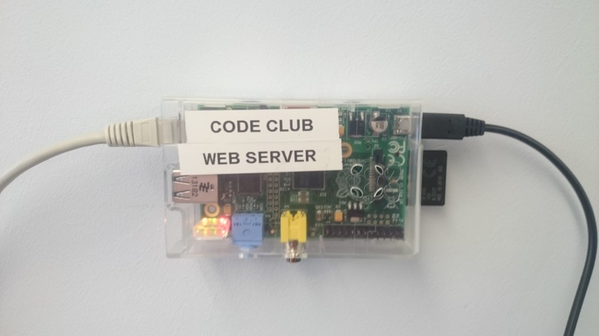 The Raspberry Pi running the Windhill21 Code Club web server.